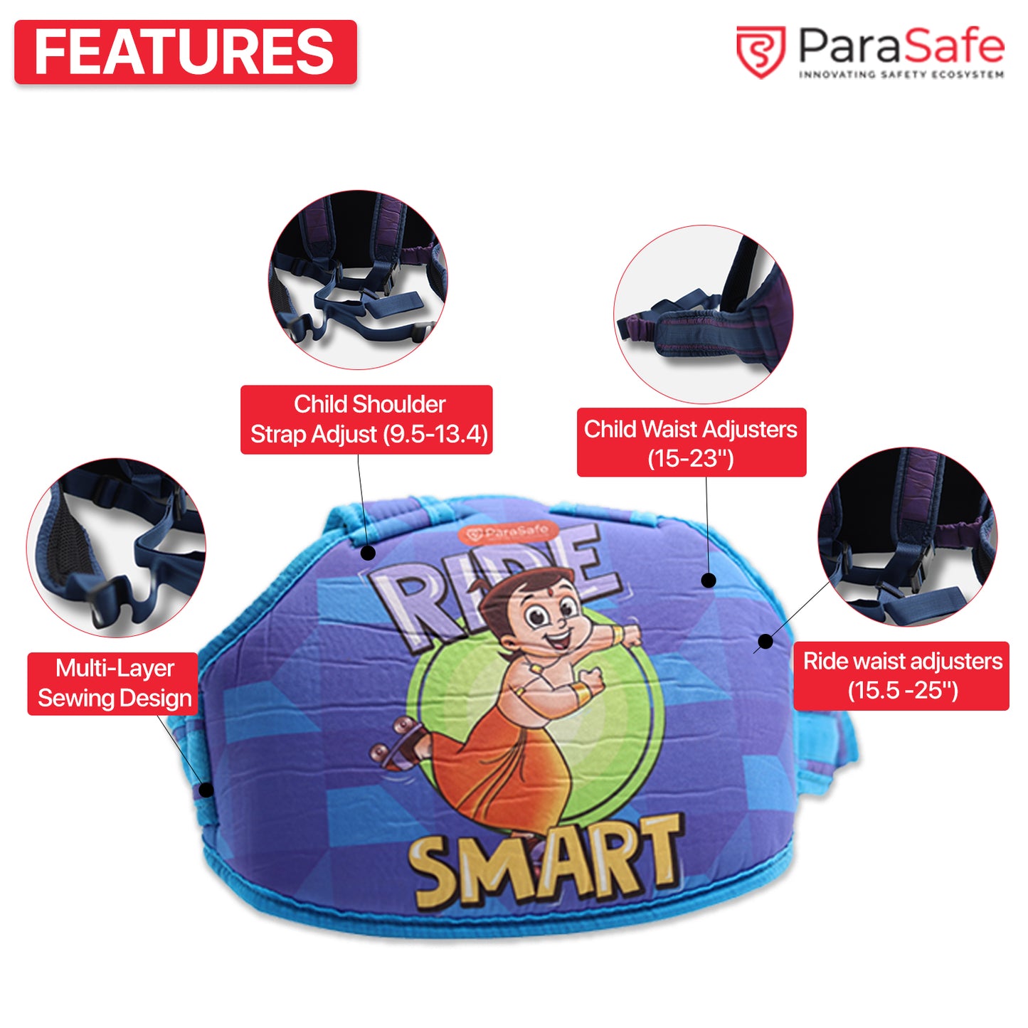 RIDEZZY Adjustable Child Safety Harness for Two Wheeler | 2-12 Years