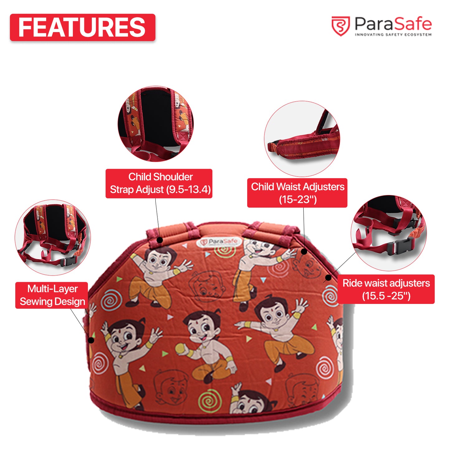 RIDEZZY Adjustable Child Safety Harness for Two Wheeler | 2-12 Years