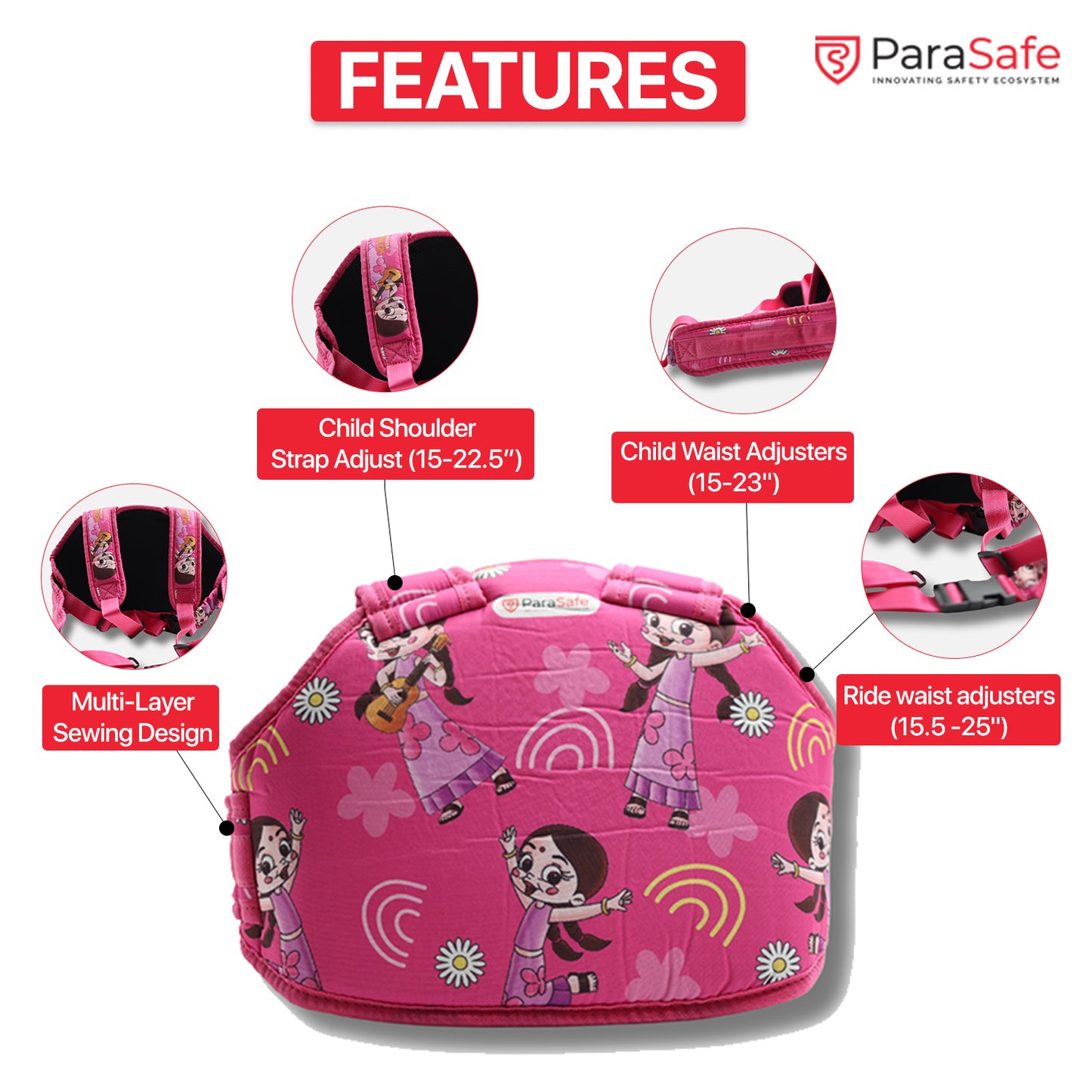 RIDEZZY Adjustable Child Safety Harness for Two Wheeler | 2-12 Years