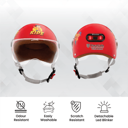 ParaSafe red helmets with safety features on a white background