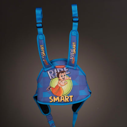 ParaSafe Blue safety harness with cartoon character on a dark background