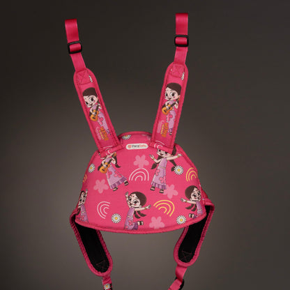 ParaSafe Pink children's harness with cartoon character design on a dark gray background