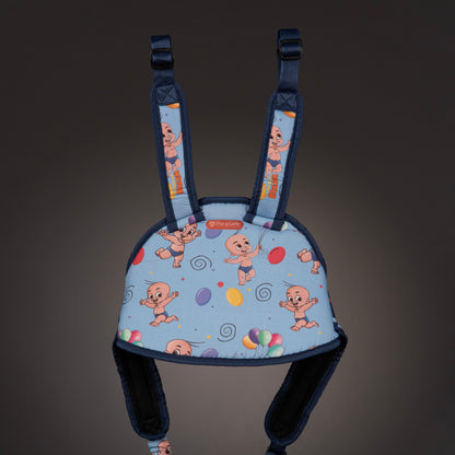 ParaSafe Blue Child safety harness with cartoon designs on a dark background