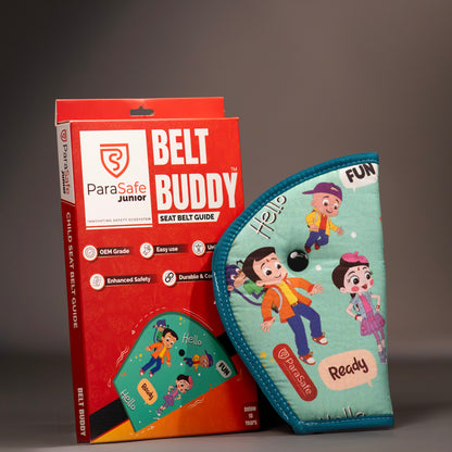 ParaSafe Buddy seat belt guide and cover on a gray background