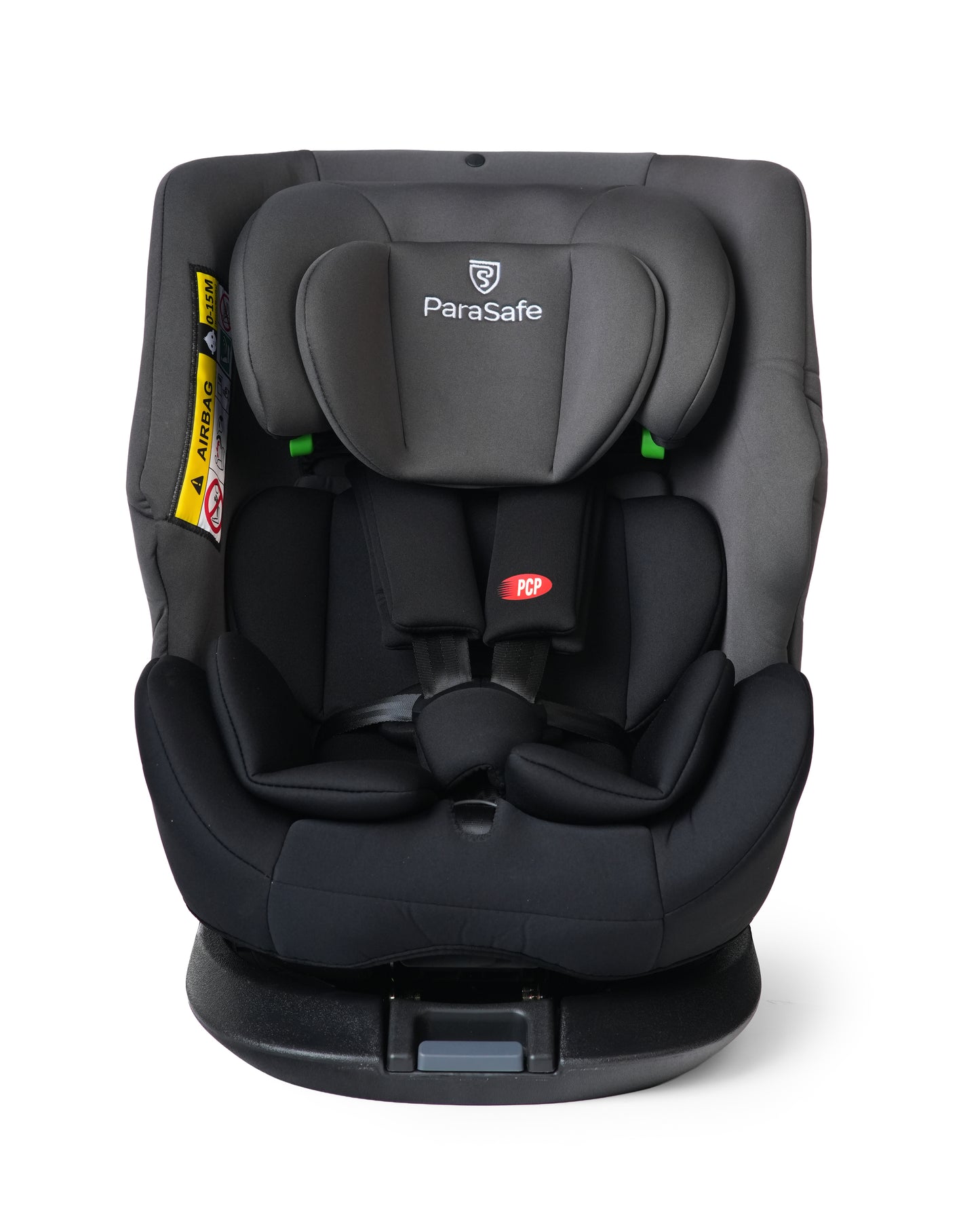 Grey ParaSafe car seat on a white background