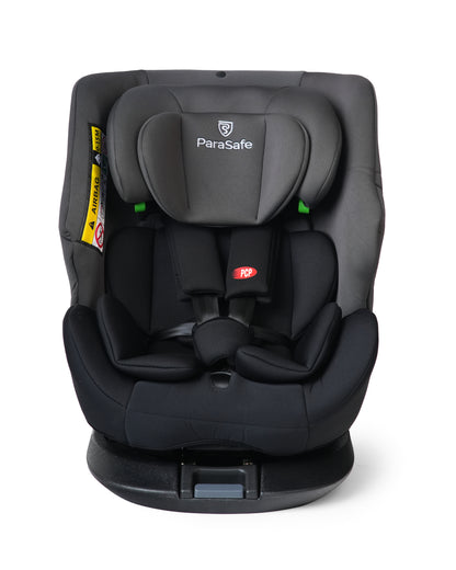 Grey ParaSafe car seat on a white background