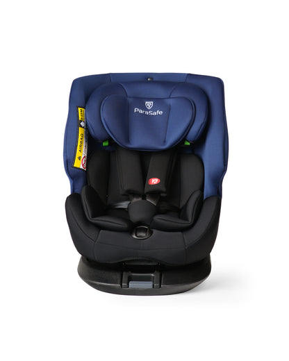 Blue ParaSafe car seat on a white background
