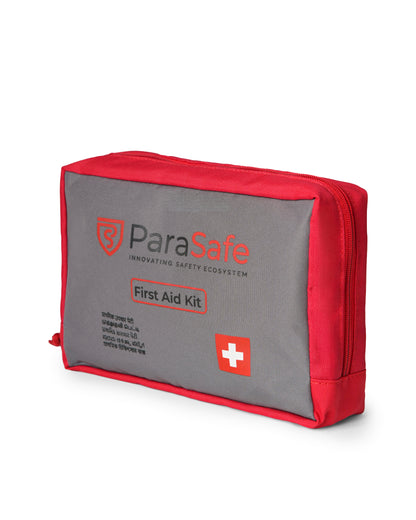 Red 4-wheeler ParaSafe first aid kit on a white background