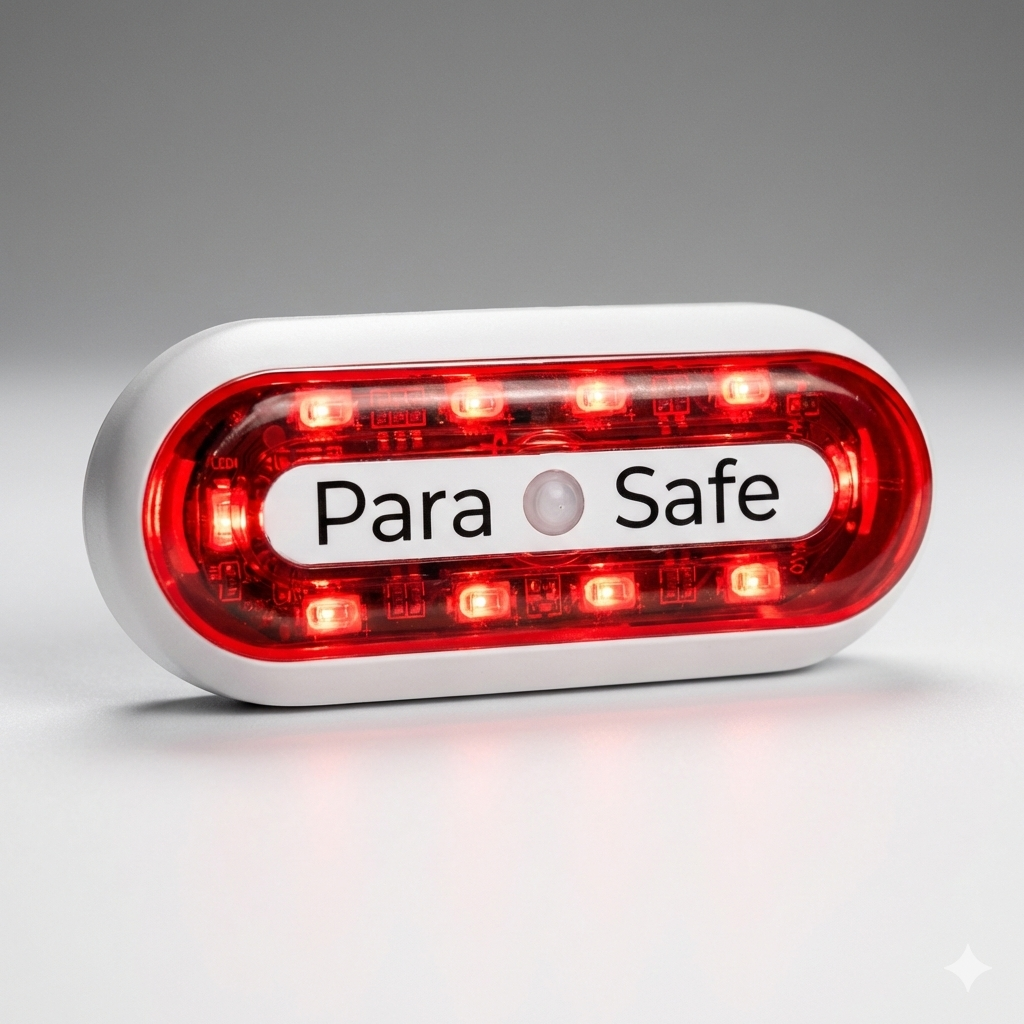 Parasafe HELMET BLINKER light on a white background